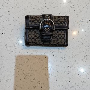 Black and Taupe Medium Monogram Coach Wallet